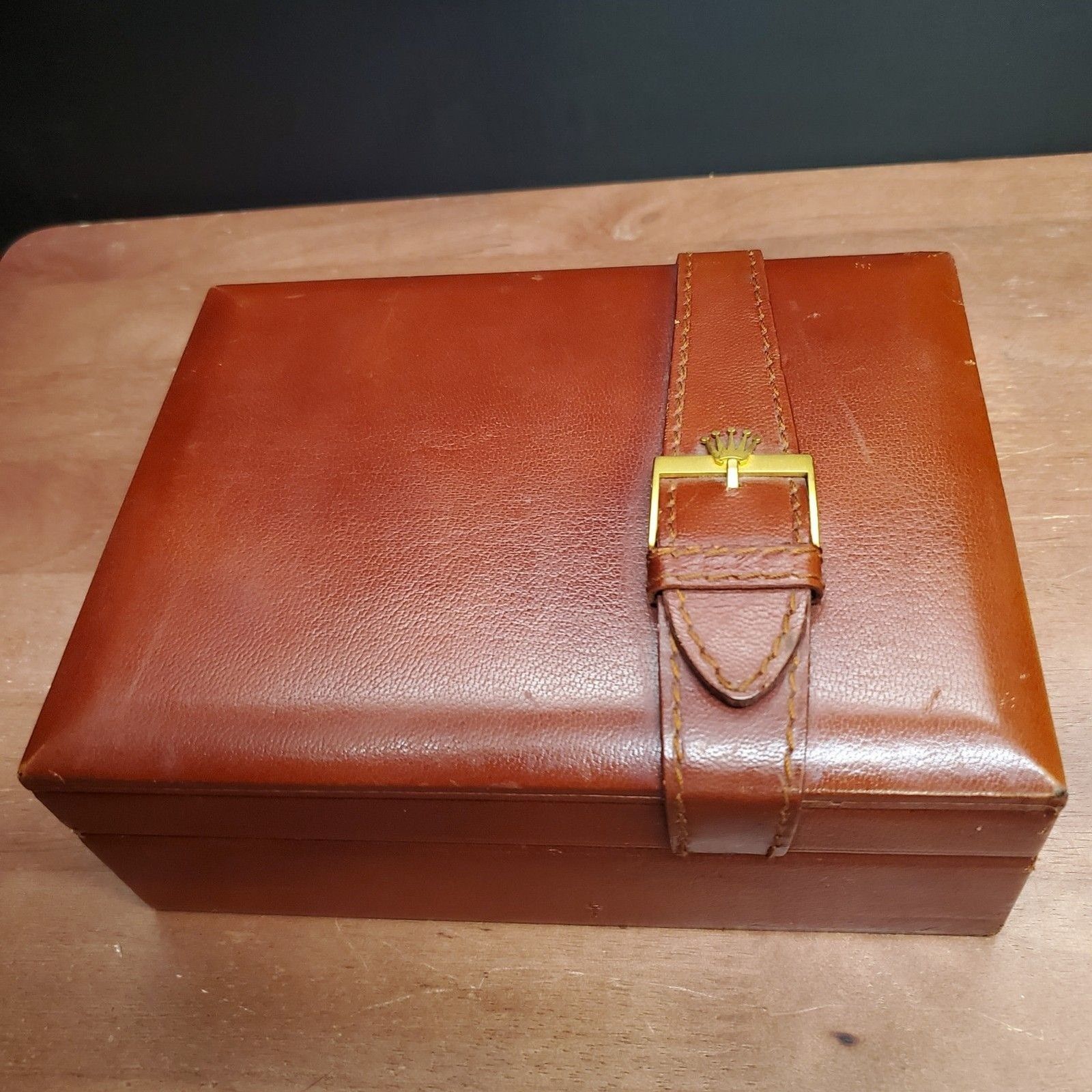 Vintage Rolex Presidential DayDate Empty Leather Wood Watch Box Case 56002